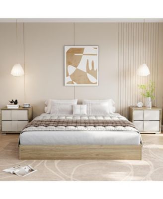 Queen Size Solid Wood Platform Bed with Minimalist Floor Design and Robust Wooden Slat Support, No Box Spring Needed