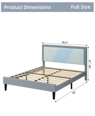 Full Size Triple Panel Platform Bed Frame Minimalist MDF Construction Beige Finish No Box Spring Needed Easy Assembly