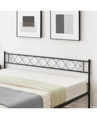Modern Platform Bed Frame with Headboard Footboard 13.7 Inch Underbed Storage Metal Slats Black