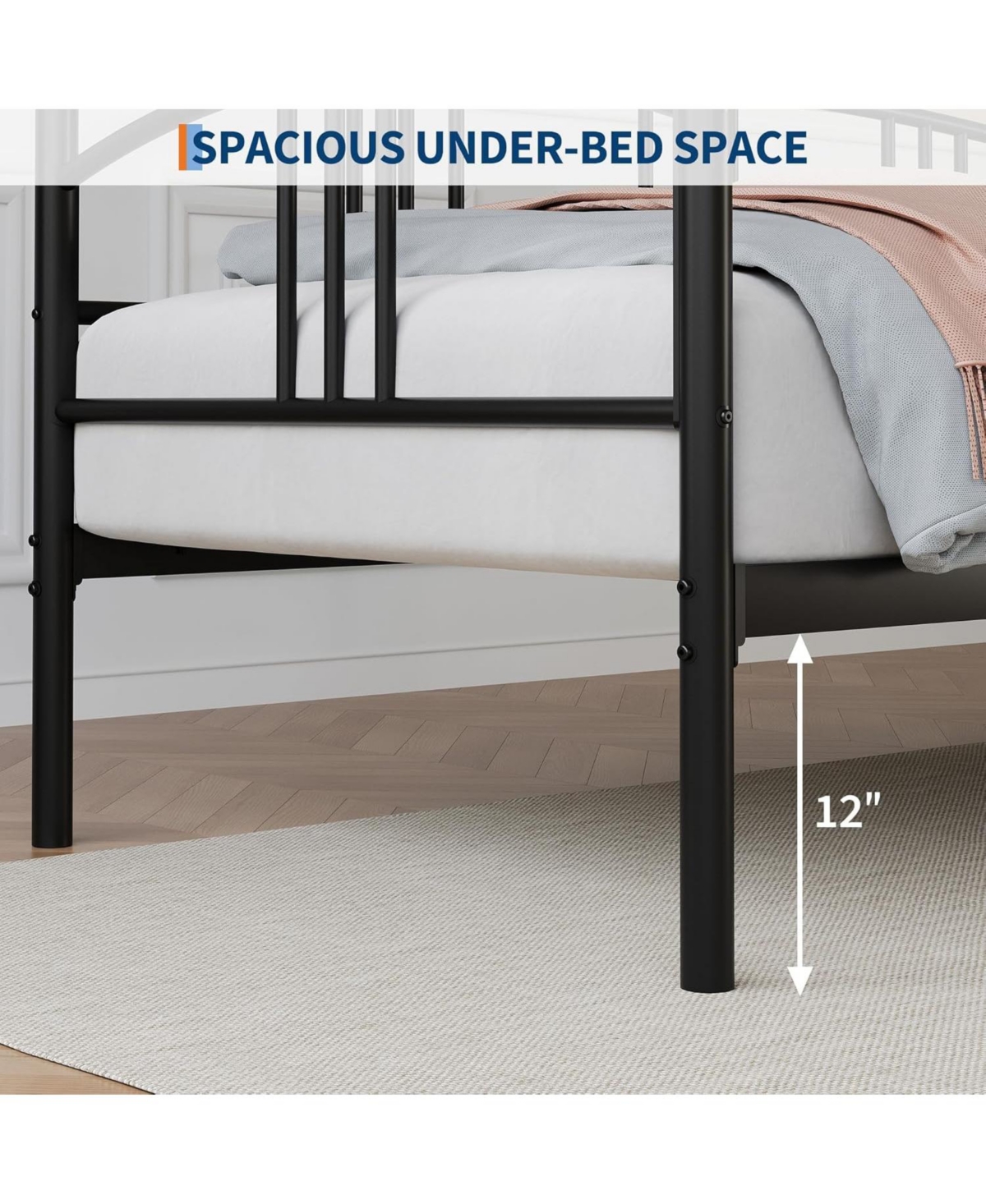 gaomon Twin Daybed Metal Sofa Bed Frame with Steel Slat Support Living Room Bedroom Guest Room Black