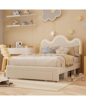 Full Size Soft Pack Upholstered Bed Frame MDF Sponge Elegant Design LED Lighting Comfortable Cushioning Durable Construction