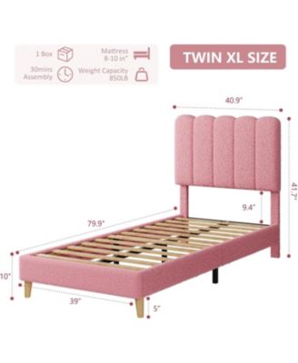  Easy Assembly Twin XL Size Boucle Bed Frame Space Saving, for Living Room, Guest Room
