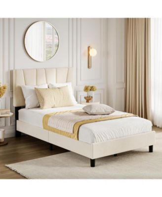 Easy Assembly Full Size Upholstered Platform Bed Frame Space Saving, for Living Room, Guest Room - 24