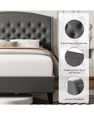 King Size Upholstered Bed Frame with Easy Assembly and Space-Saving Design Platform Bed Frame