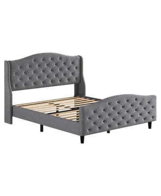 Queen Size Velvet Platform Bed Frame w/Headboard and Footboard Upholstered Bed Frames