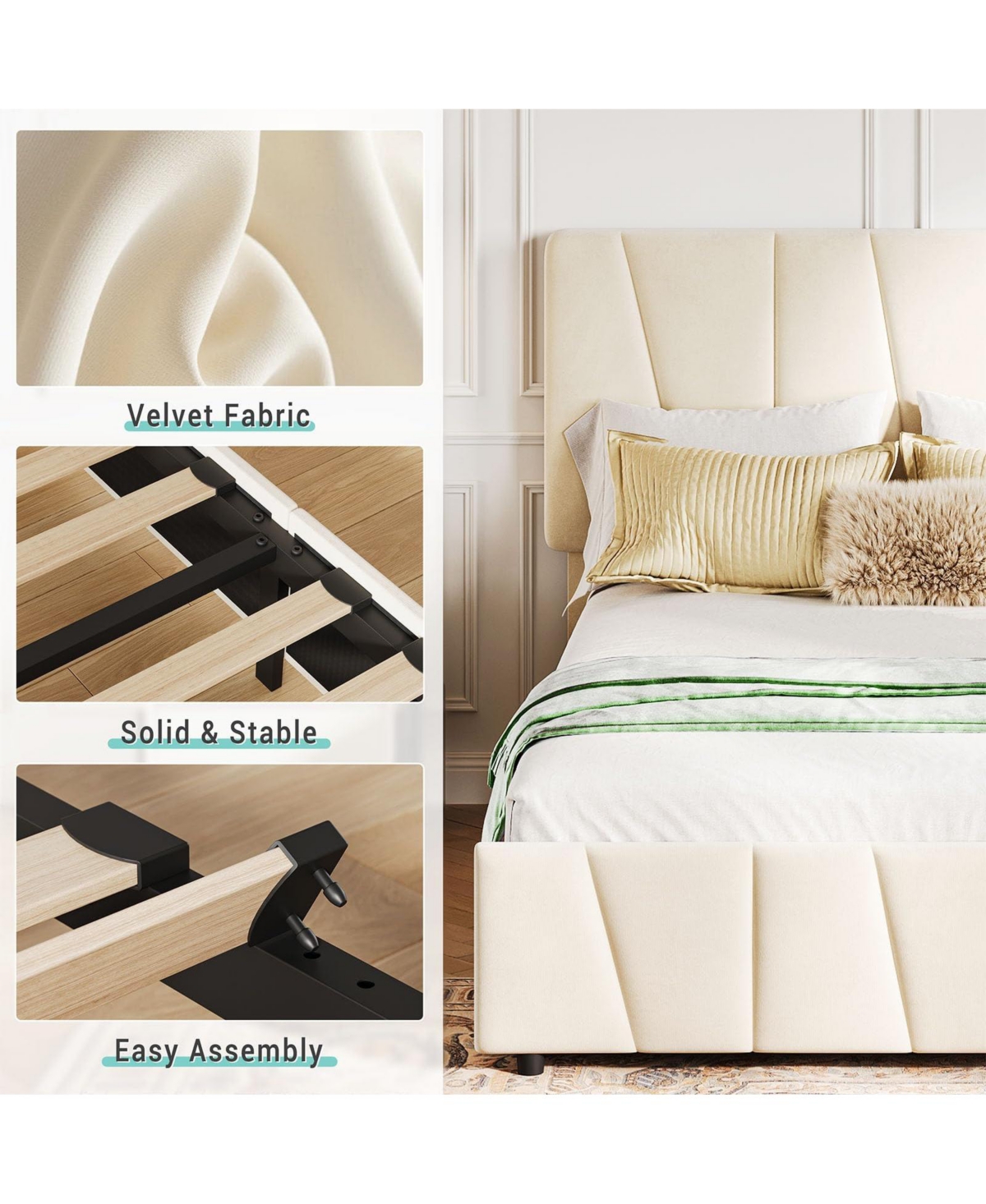 Gaomon Twin Bed Frame with Adjustable Headboard and 2 Storage Drawers