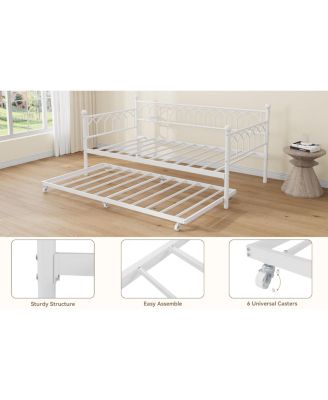 + Twin + Wood/Metal (or specify actual material) + Charging Station & LED Lights + Daybed with Trundle