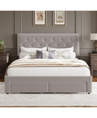 Queen Size Bed Frame with 2 Storage Drawers