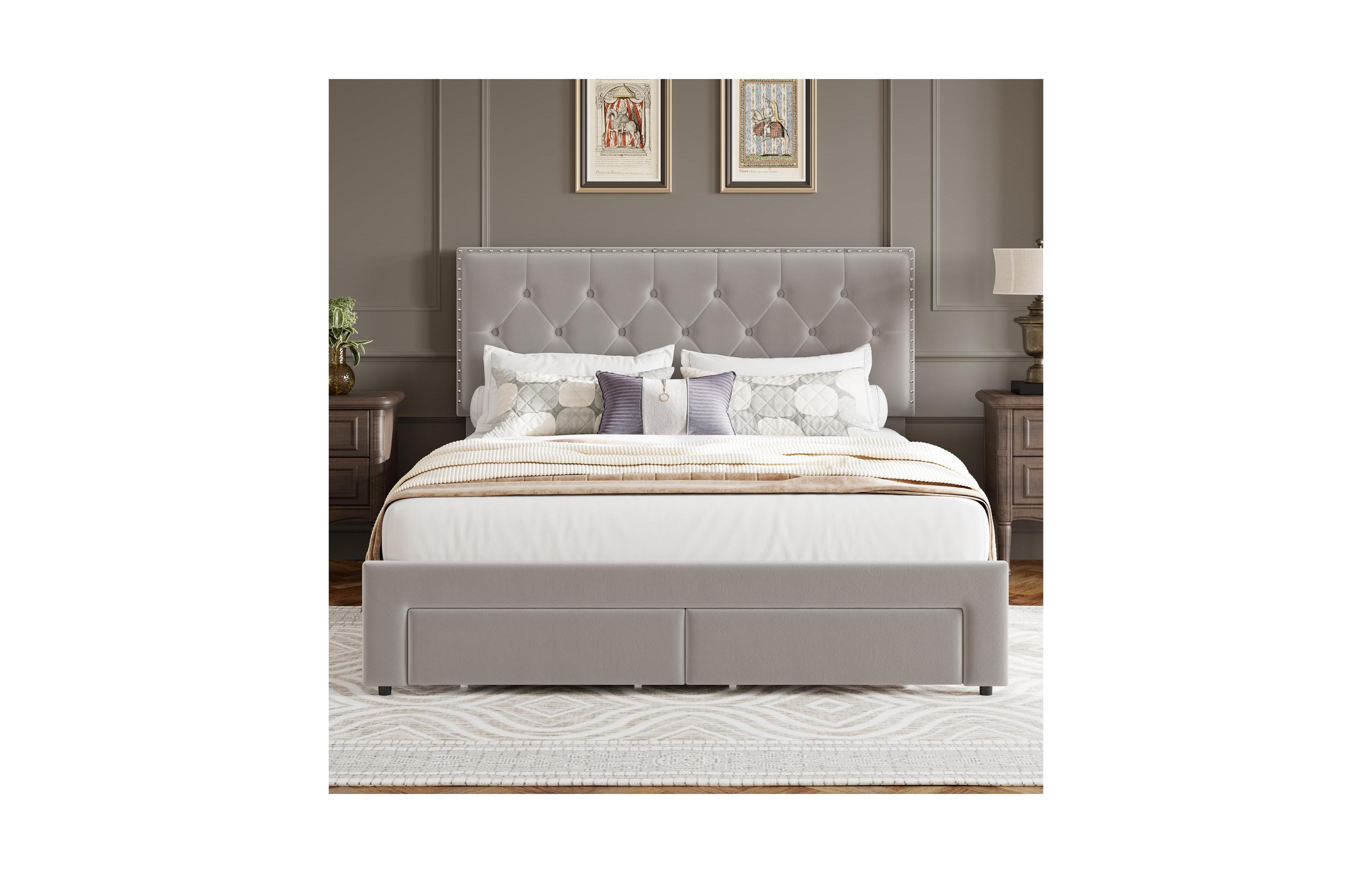 Gaomon Queen Size Bed Frame with 2 Storage Drawers