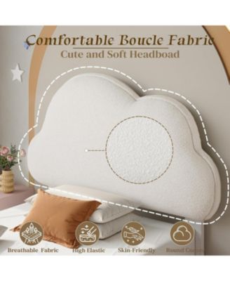 Twin Bed Frames, Floating Bed Frame with LED Light and Upholstered Headboard, Solid Wooden Slats Support