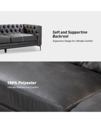 Wales Contemporary 84" Upholstered Button-tufted Sofa with Metal Legs