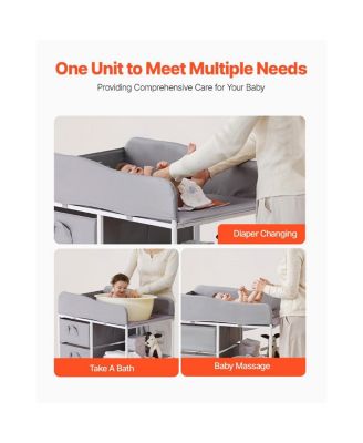 Portable Baby Changing Table with 3 Drawers and Wheels, Diaper Change Station