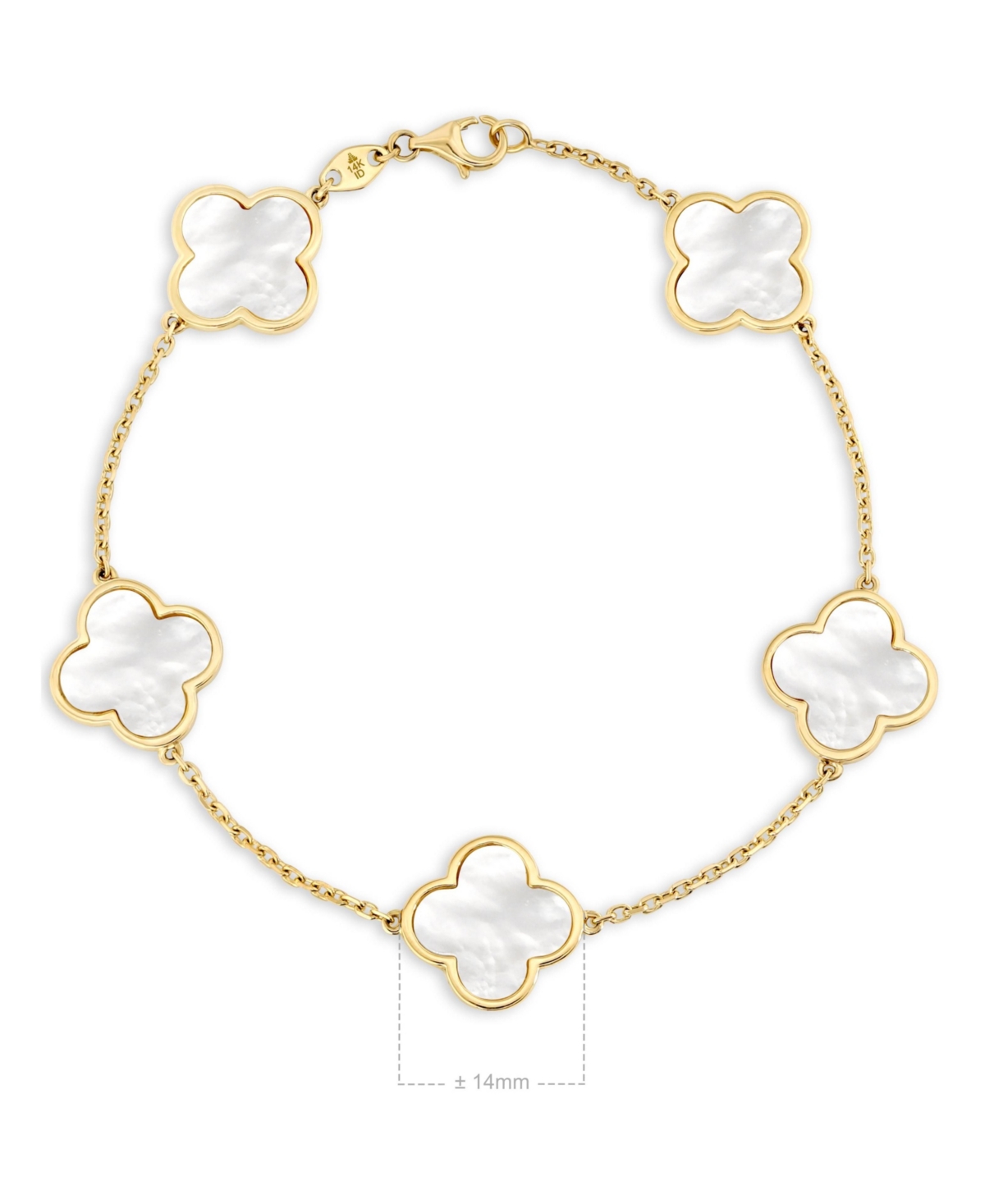 Devata Mother of Pearl Clover Bracelets in 14K Gold, in