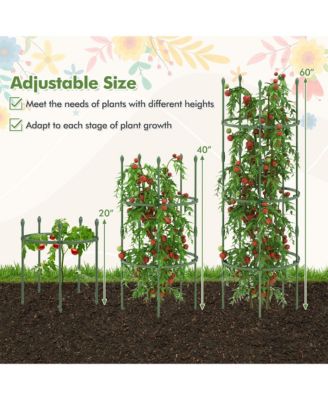 3-Pack Garden Tomato Trellis 60'' Plant Support Cage w/ Adjustable Size for Plants