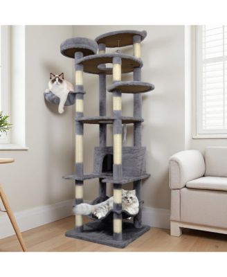 78.8" Dark Gray Cat Tree - 12 Sisal Posts + Wide Base