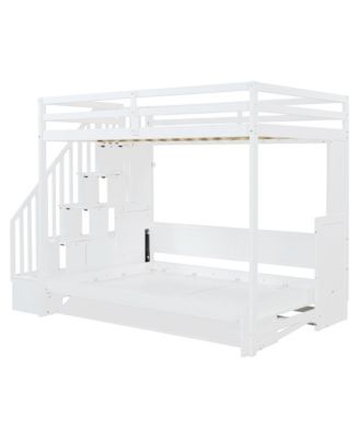 Full Over Full Size Murphy Bed with Hydraulic Lift & Desk Design