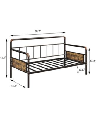 Twin Size Daybed Frame with Headboard - Sturdy Metal & MDF Sofa Bed for Living Room, Bedroom or Guest Room, Easy Assembly