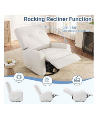 Recliner Chair 360 Degrees Swivel Rocking Glider Chair with Adjustable Backrest & Footrest Cozy Corduroy Upholstered Armchair for Living Rooms
