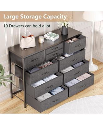 10-Drawer Modern Fabric Dresser for Bedroom, Large Storage Chest, 45" TV Stand, Living Room, Hallway Organizer