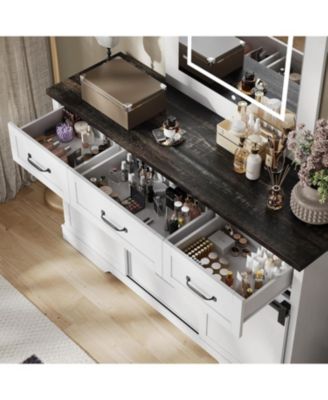 6-Drawer Farmhouse Dresser with Sliding Barn Doors, Rustic Wood Chest TV Stand, Bedroom, Living Room Organizer