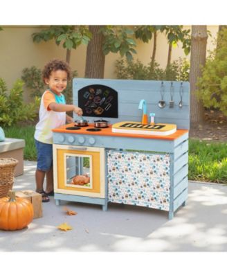 Play Kitchen for Kids Wooden Toy Kitchen Playset with Removable Circulation Faucet