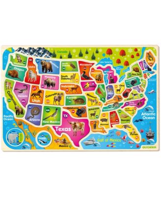 Magnetic Realistic Puzzles States Map for Kids 4-6 Years - Montessori Toys Geography Learning