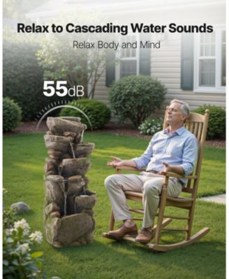 Outdoor 7-Tier Rock-Shaped Cascading Water Fountain