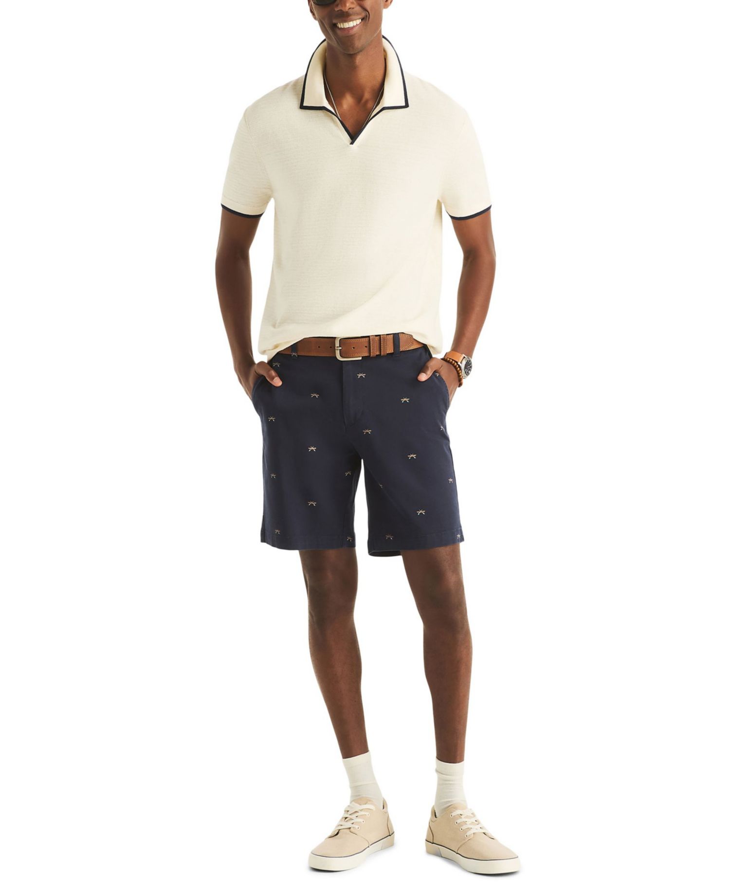 Men's Textured Short-Sleeve Polo Shirt