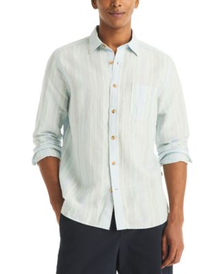 Men's Striped Linen Long-Sleeve Shirt