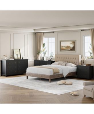 Dresser for Bedroom with 6 Drawers, 47inch Wide Chest of Large Drawers with Large Clothes Storage Cabinet, Wood Bedroom Dresser TV Stand