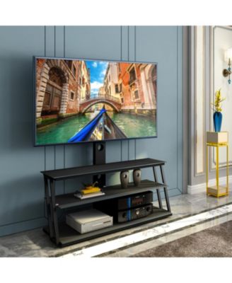 Glass TV Stand with Angle and Height Adjustment