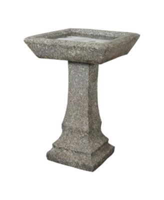22.8" H Concrete Birdbath with Pedestal – 15" Dia Outdoor Freestanding Garden Bird Feeder & Bath for Patio, Yard, Decor