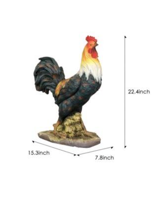 22.4" Rooster Concrete Garden Statue - Large Outdoor Chicken Decor for Garden, Patio, Deck, Home & Office