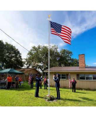 20 Ft Sectional Flag Pole Kit with Solar Light & Deck Mount Bravery MEGA Aluminum Inground Flagpole for Outdoor Patio Dock Side