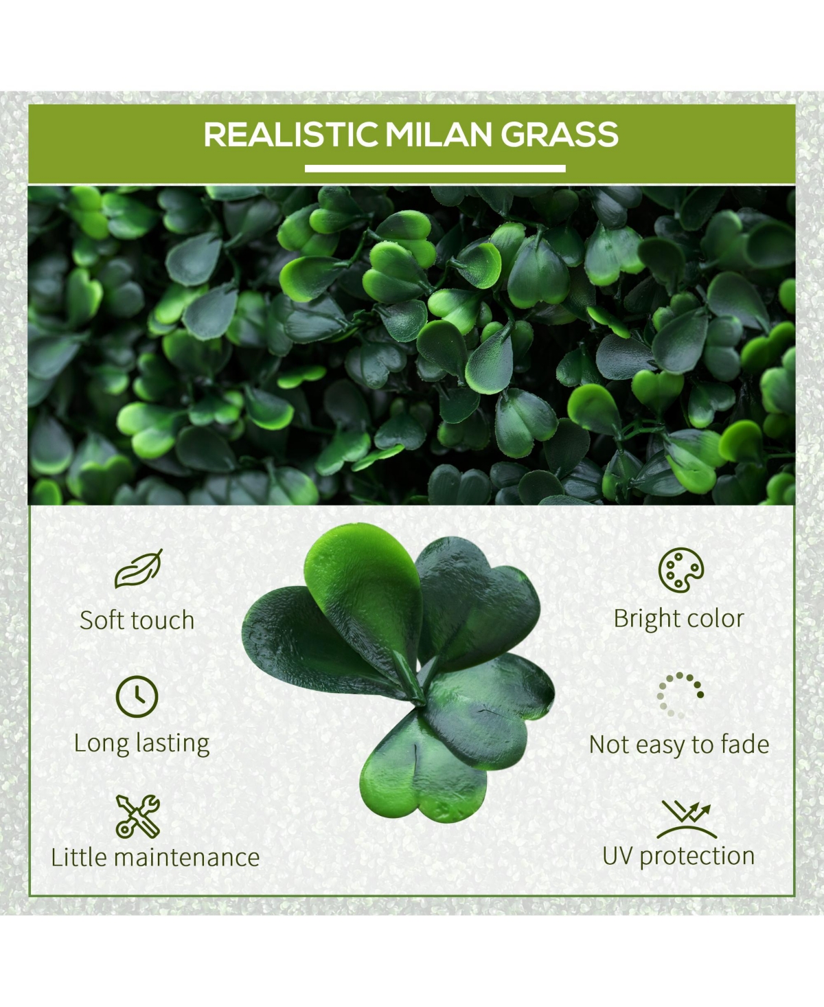 Outsunny 12 Pcs 20" x 20" Artificial Boxwood Panels Topiary Wall Greenery Backdrop, Privacy Hedge Screen Uv Protected 4Layer Roll Grass Panel Fence De