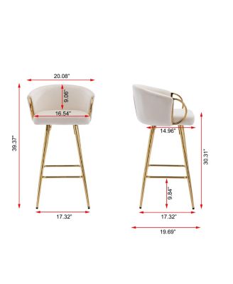 30 Inch Set of 2 Bar Stools Beige