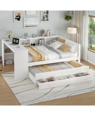 Daybed with Trundle, Storage, Shelves & Desk