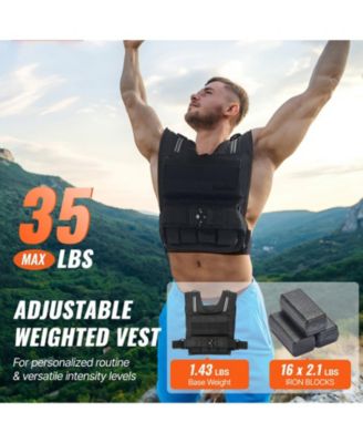 Adjustable Weighted Vest, 35 lb Vest with Iron Weights, Shoulder Pad and Reflective Stripe for Strength Training