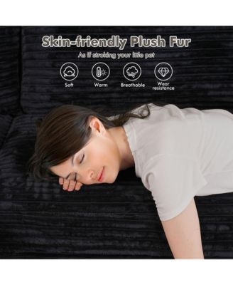 128'' Modular Sectional Sofa Couch, 5-Piece Comfy Corduroy Fabric Couch for Living Room, Modern L-Shaped Deep Seat Sofa with Chaise Ottoman