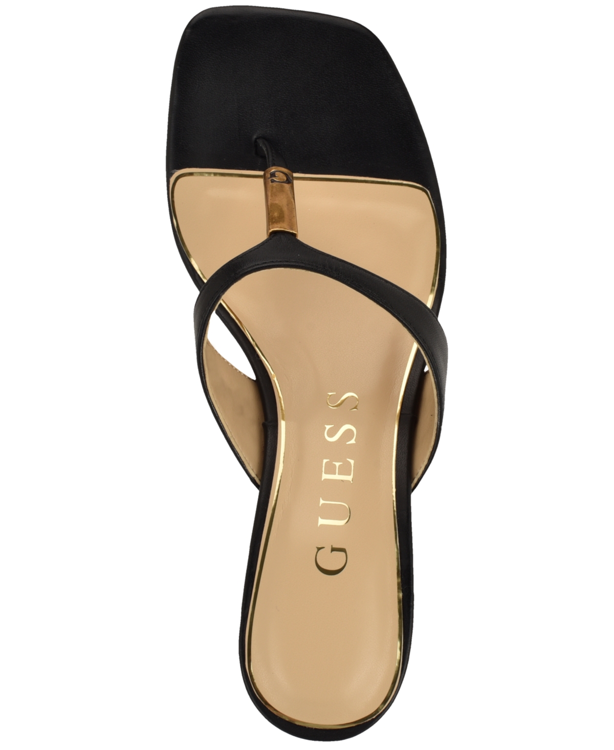 Guess Womens Yaiza Leather Thong Block Heel City Sandals