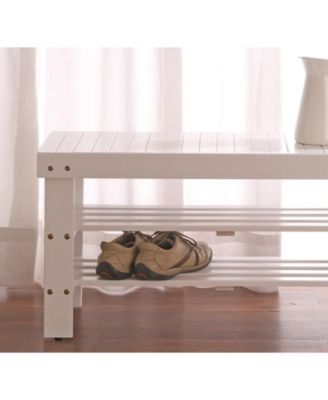 Pina Quality Solid Wood Shoe Bench, White Finish