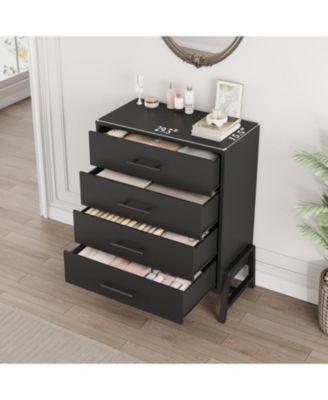  4 Dresser for Bedroom 38in Tall Dresser Tall Drawer with Storage, Freestanding Wooden Closet Storage Chest for Living Room, Bedroom, Entryway