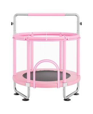 55" Kids Trampoline with Net and Basketball Hoop Pink