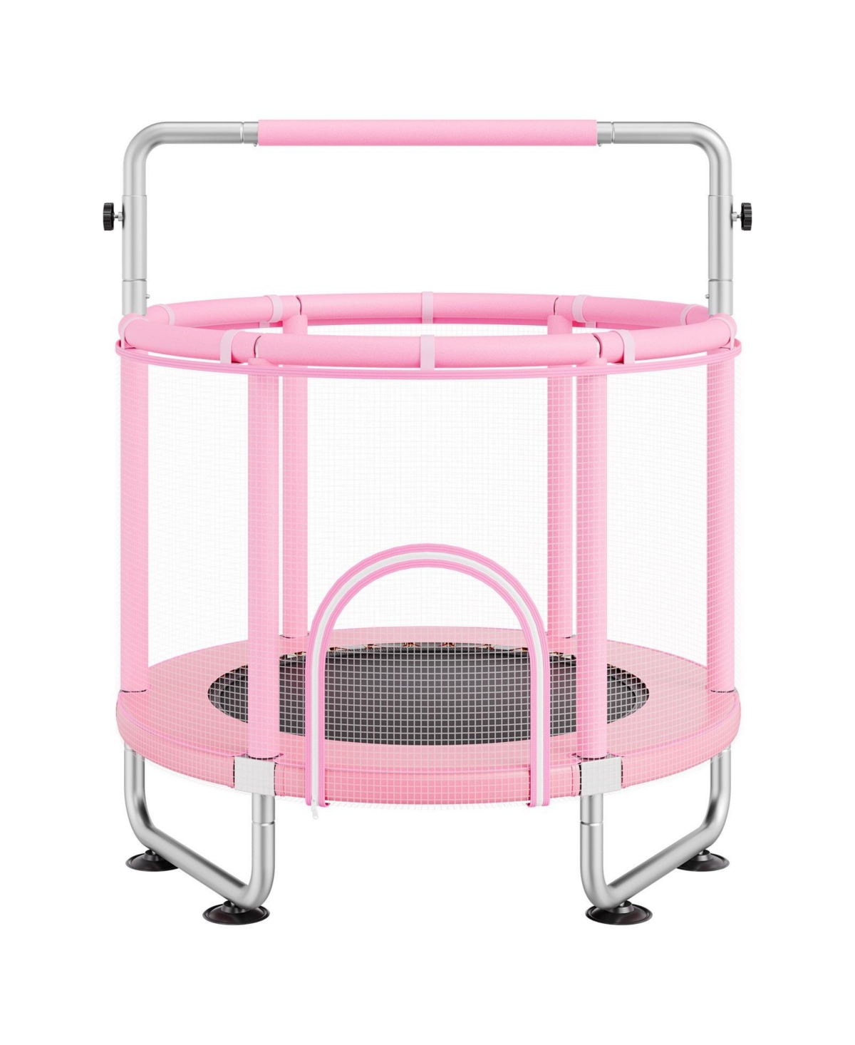 Sugift 55" Kids Trampoline with Net and Basketball Hoop Pink