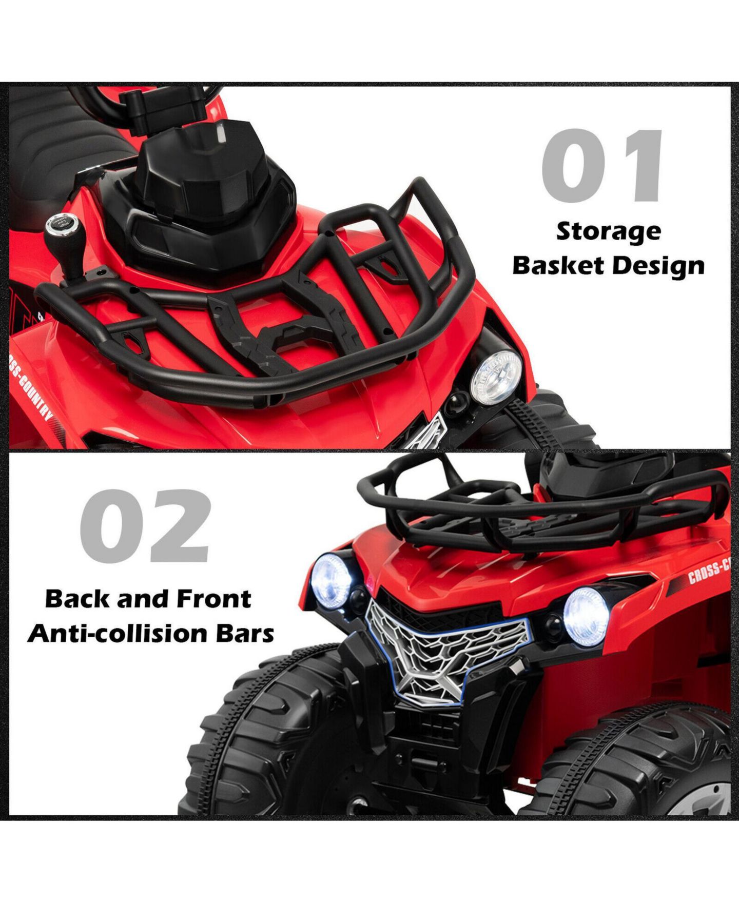 Детская игрушка SUGIFT 12V Kids Ride On 4 Wheeler with MP3 and LED Headlights, Ages 3-8, цвет: Красный — фото 8