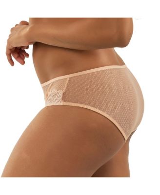 Women's Luxlacy Pretty Lace And Mesh Hipster Panty With Extended Cameo Rose