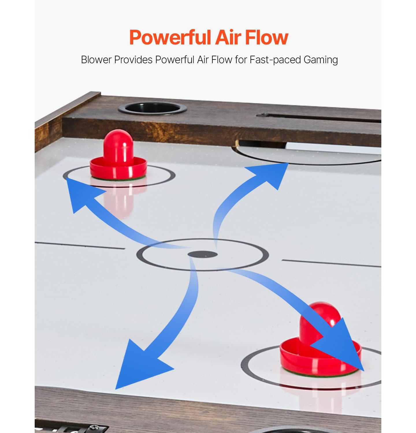 Детская игрушка SUGIFT 3-in-1 Air Hockey, Foosball, and Table Tennis Game Table with Built-in Blower Motor, Ages 5+, цвет: Коричневый — фото 7