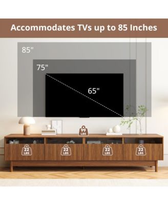 78" Cabinet TV Stand with Glass and Drawer