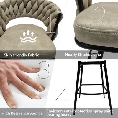 Premium Swivel Barstools with Woven Backrest