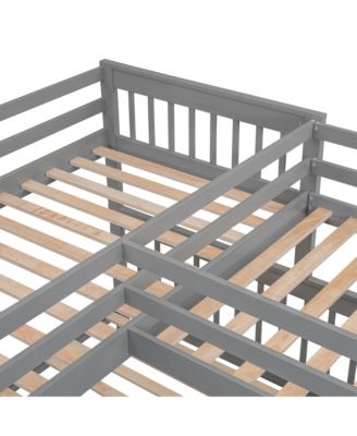 Twin/Twin/Full L-Shaped Bunk Bed w/ Desk, Wardrobe & Drawers